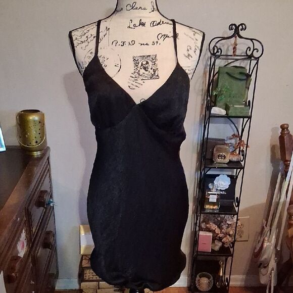 Nasty Gal Elegant Black Mini Slip Dress Size 4 - Picture 1 of 11